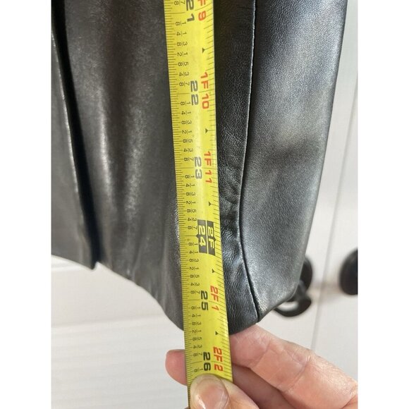 Ann Taylor Jacket Coat 100% Leather Button-up Collard Pockets Chic Women's S - Picture 8 of 10